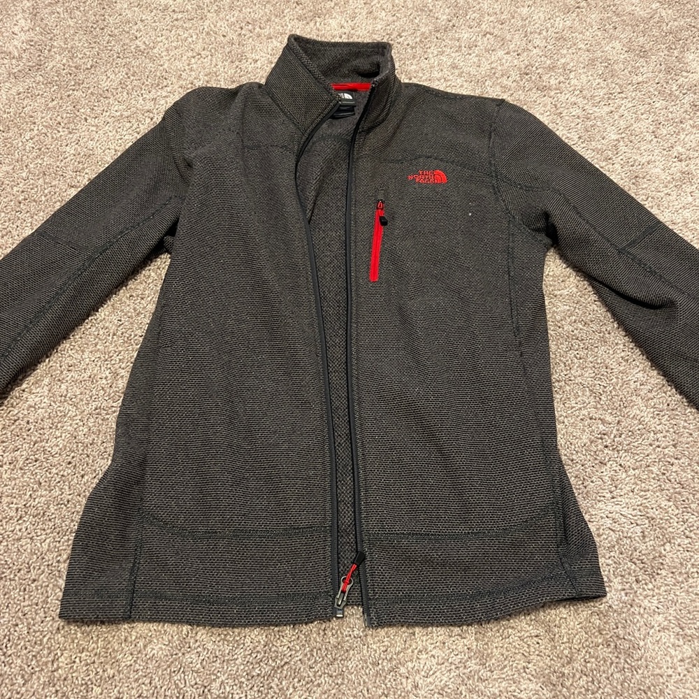 The North Face Charcoal Fleece with Red Highlights